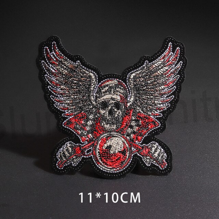 Moto nášivka winged skull on a motorcycle (C327)