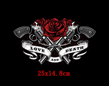 Moto nášivka Love AND Death velká (C341)
