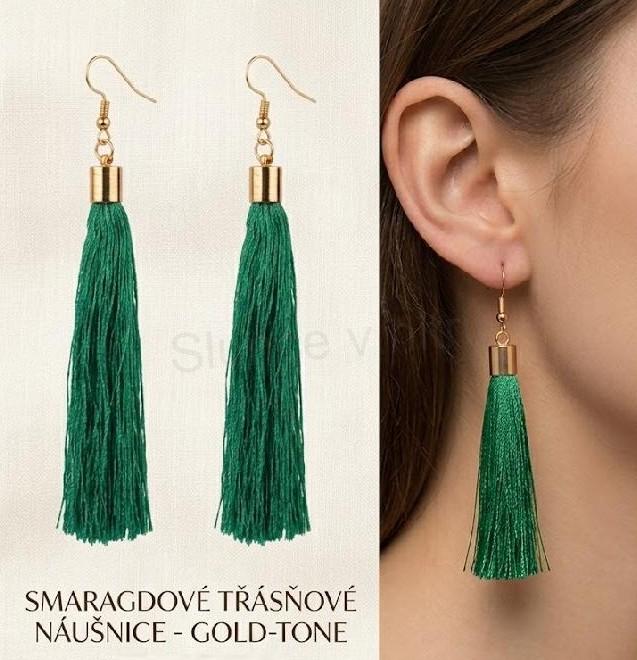 Dlouhé třásňové náušnice – tyrkysové (BB75)