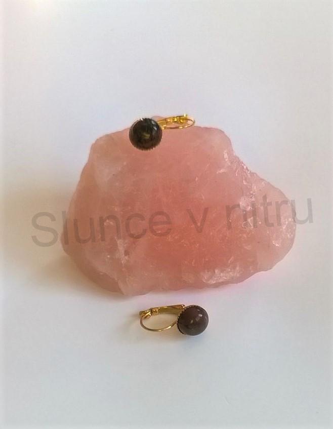 Minerální zlaté jaspisové náušnice 10 x 10 mm (X248)