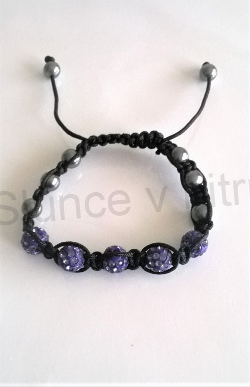 Náramek shamballa s pave korálků Swarovski fialové (BC439)
