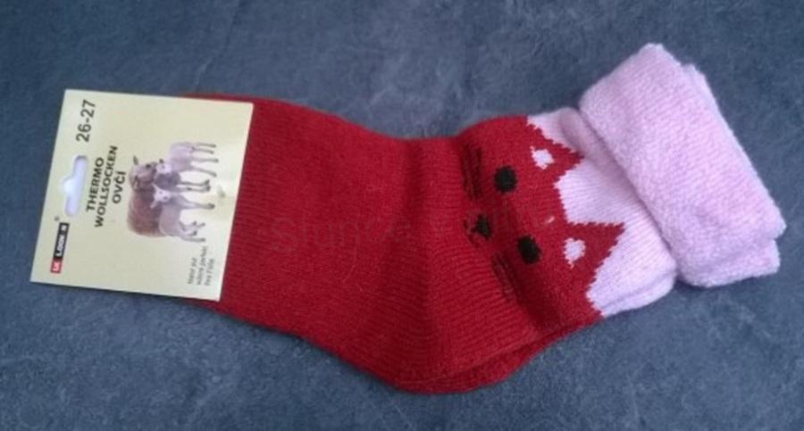 Dětské ovčí vlněné zdravotní thermo ponožky – hnědé – velikost 26–27 (K103)