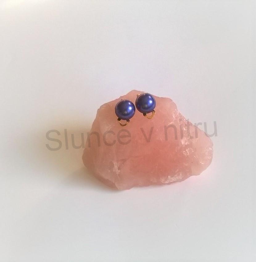 Náušnice klipsy s perleťovou perlou 10 x 20 mm (BB332)