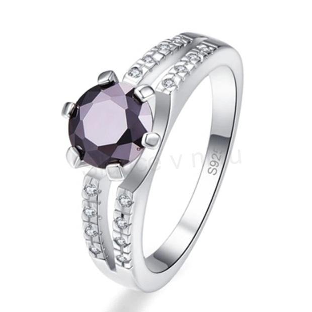 Dámský prsten fialový spinel zirkonu s ornamenty (BE174)