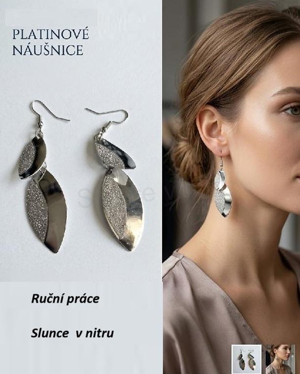 Dlouhé visací třpytivé náušnice lístky (BB502)