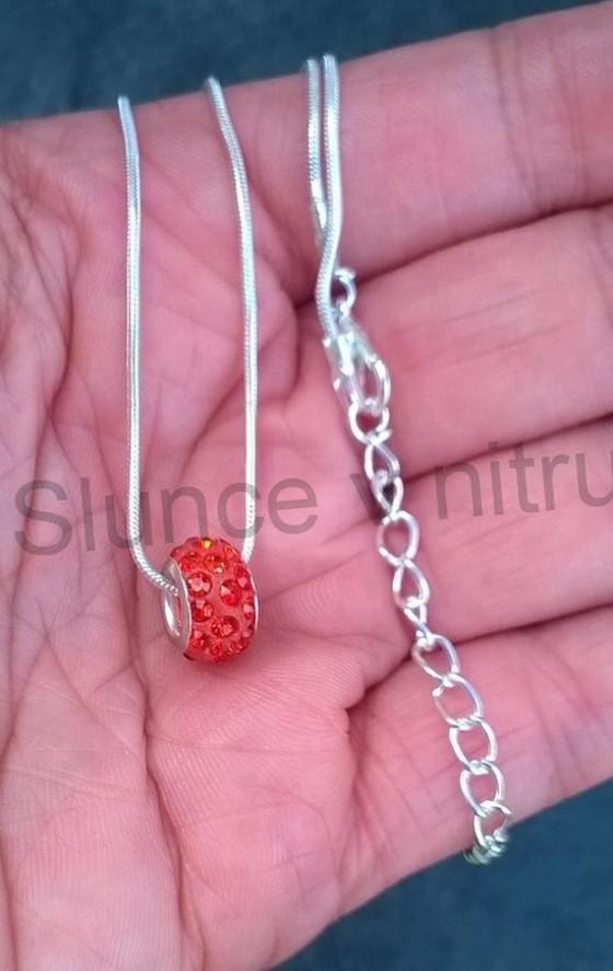 Postříbřený hadí řetízek swarovski elements tmavě oranžový (BD408)