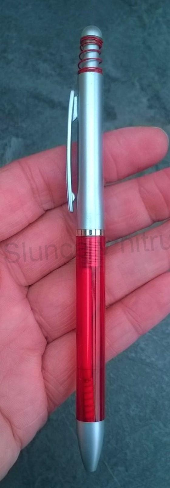 Kuličkové pero, propiska s ozdobnou pružinkou - 1 mm červené (E383)