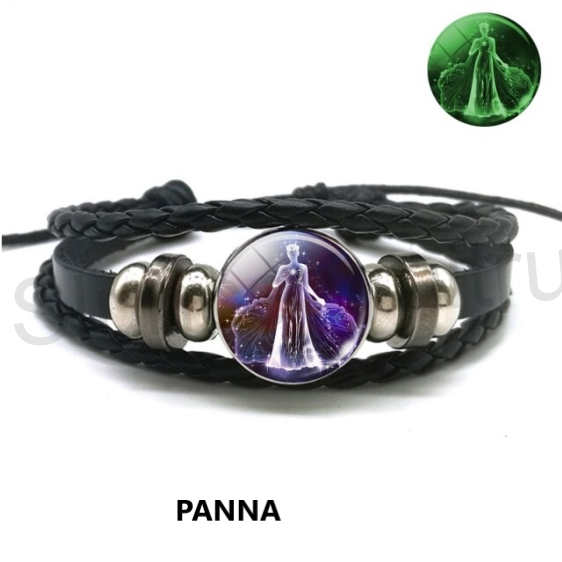 Kožený náramek nastavitelný znamení sviticí luminus panna (BC490)