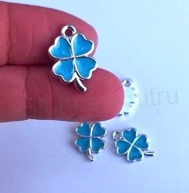 Přívěsek čtyřlístek - 19 x 13 mm modrý (AA288)