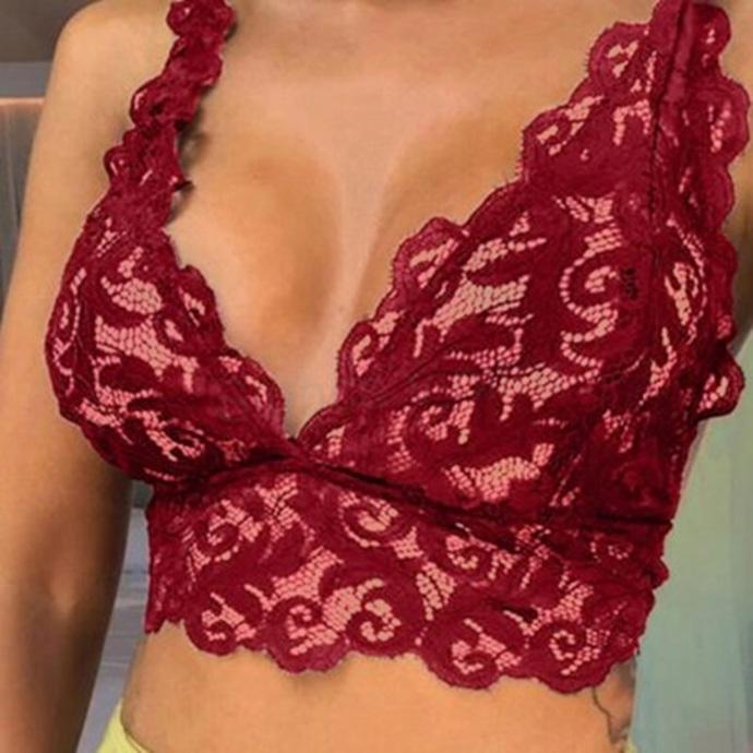 Krajková dámská podprsenka – červená Push‑Up, velikost 3XL (K148)