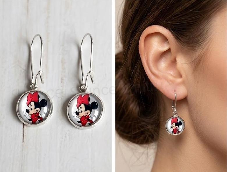 Drobné náušnice Minnie Mouse s mašlí č. 3 (BB585)