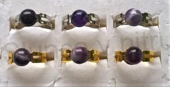 Nastavitelný minerální prsten ametyst 8,3 x 8,3 mm (X729)