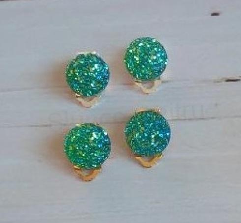 Náušnice klipsy zelená měnicí 12 mm (BB603)