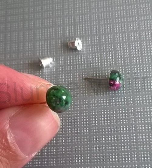 Puzetové náušnice rubín v zoisitu (X840)