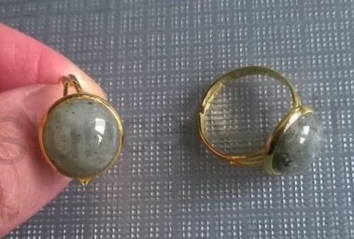 Nastavitelný minerální prsten labradorit velikost kamene 12 mm (X897)