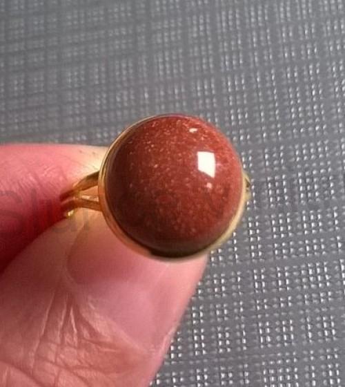 Nastavitelný minerální prsten aventurín 12 x 12 mm (X905)