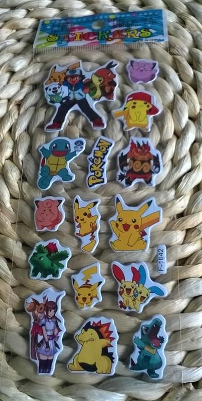 Bubble samolepky 3D Pokemon kreslené mix číslo 3 (E515)