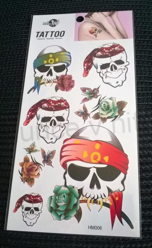 Voděodolné, dočasné tetovaní Lebka, Skull (E571)