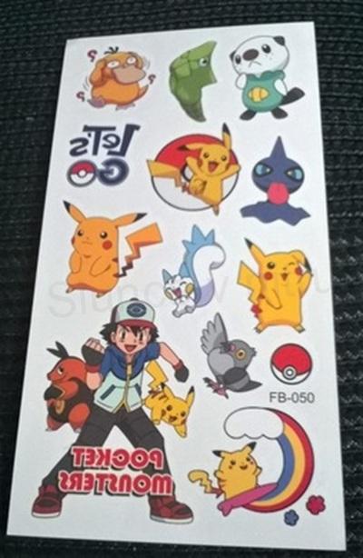 Voděodolné, dočasné tetovaní Pokemon, Pikachu číslo 11 (E71)