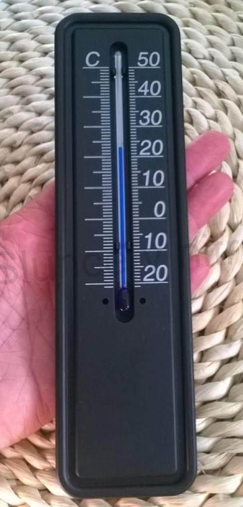 Teploměr venkovní/vnitřní plastový černý 21 cm (L36)