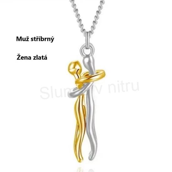 Náhrdelník s přívěškem Obětí, láska, milenci Stříbrná, zlatá 1 (BD609)