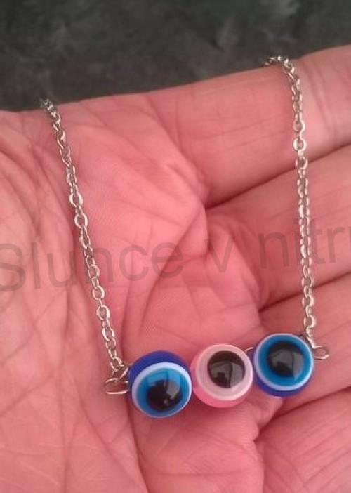 Řetízkový náhrdelník s příveškem oka, Hamsa (BD649)