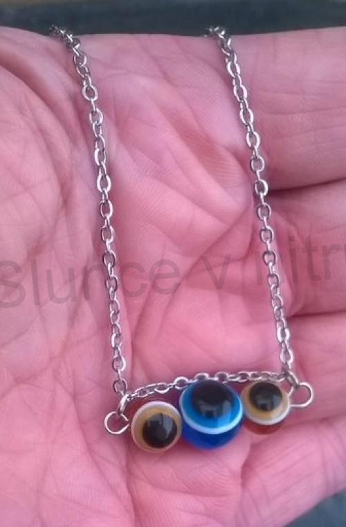Řetízkový náhrdelník s příveškem oka, Hamsa (BD649)
