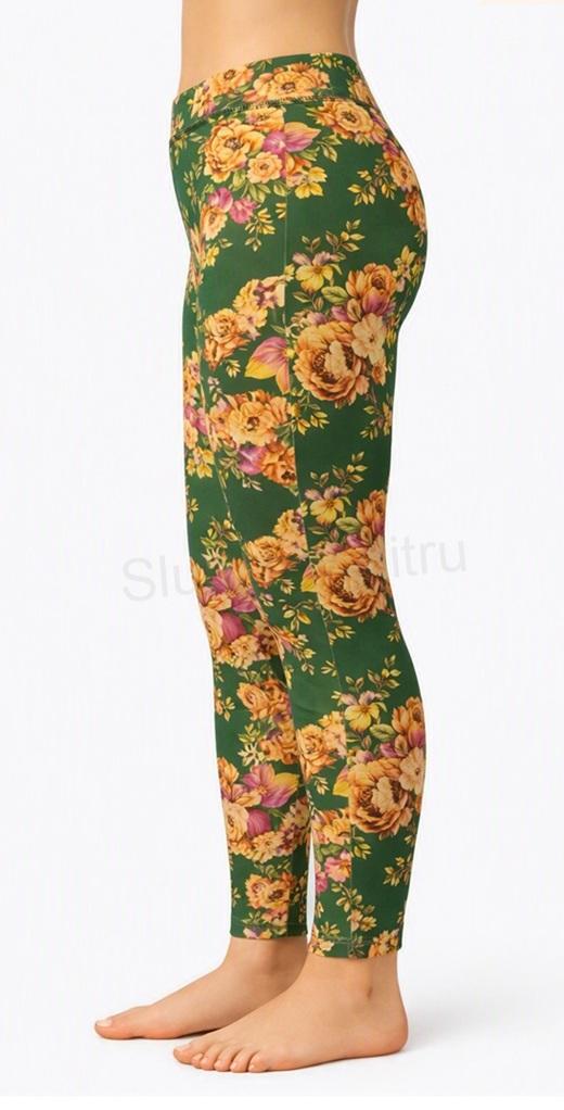 Dámské zelené barevné elastické legíny M/L (K188)