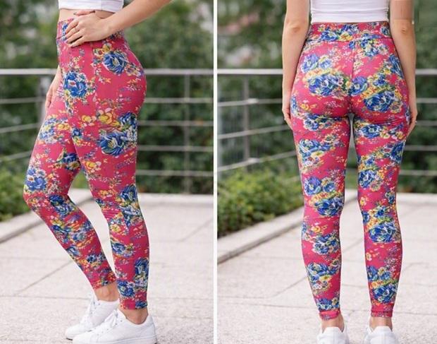 Dámské růžové barevné elastické legíny M/L (K189)