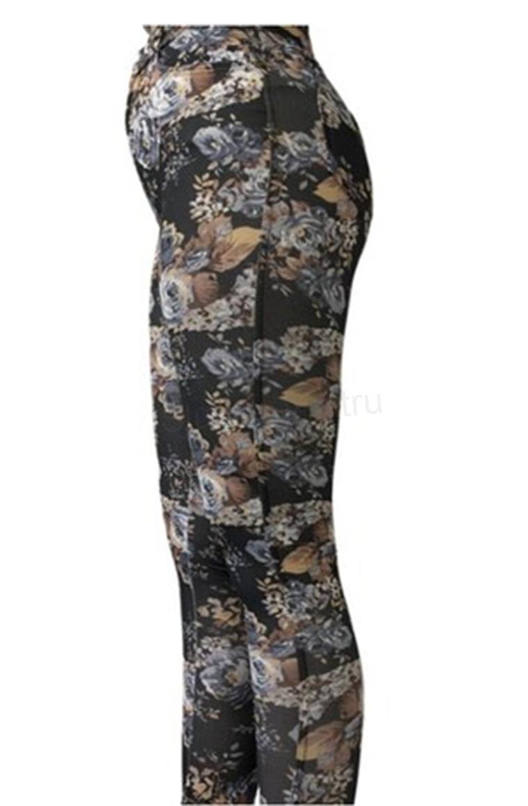 Dámské černé barevné elastické legíny XL/2XL (K190)