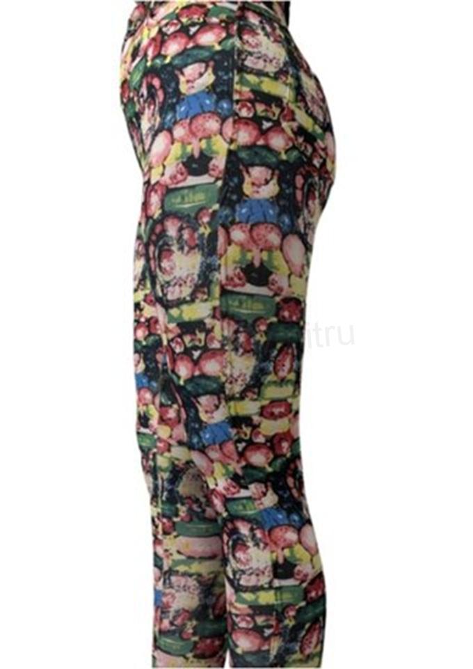 Dámské růžové barevné elastické legíny M/L (K193)