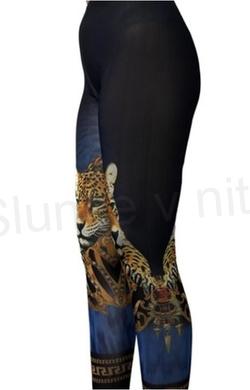 Dámské černé elastické legíny Leopard M/L (K195)