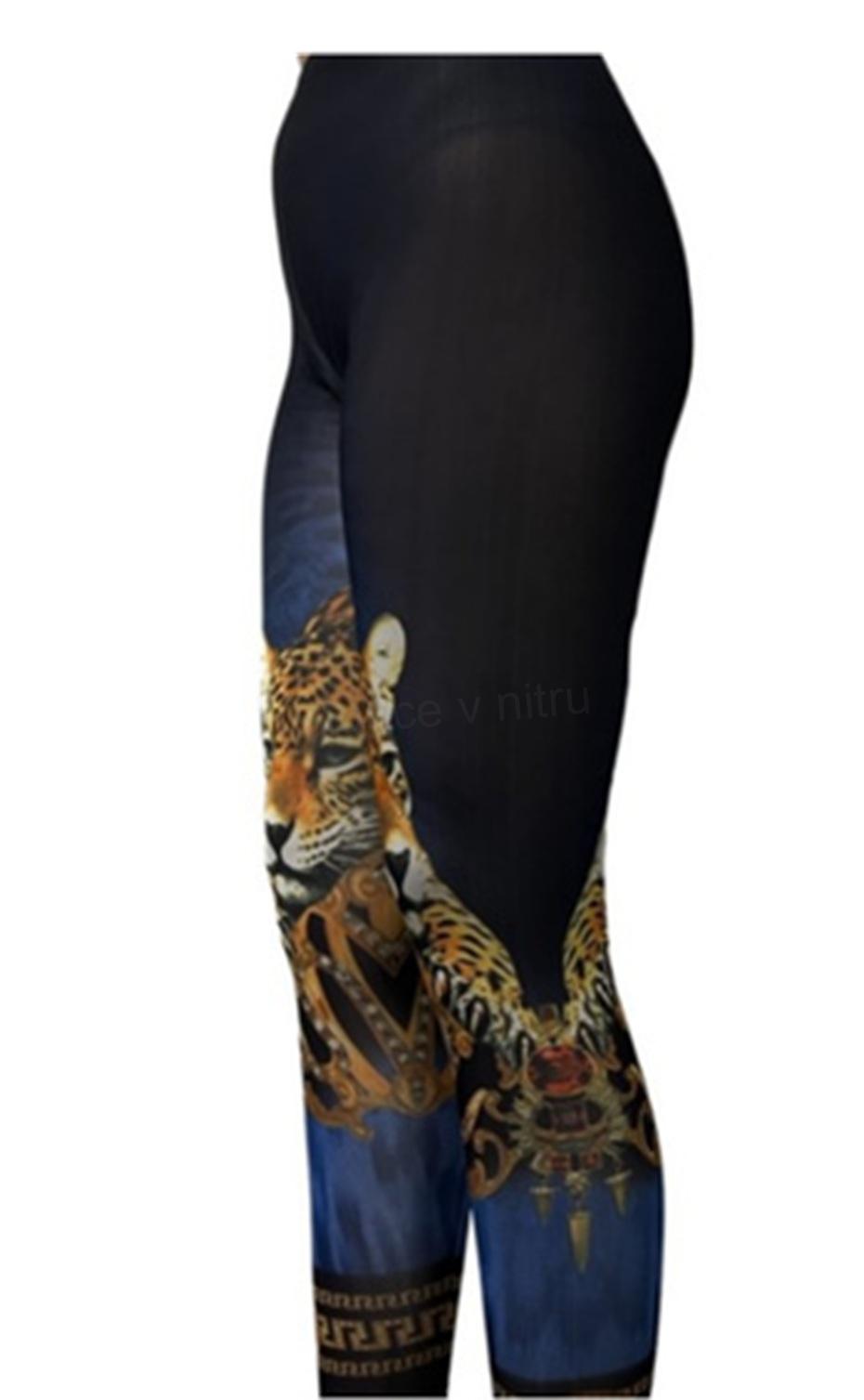 Dámské černé elastické legíny Leopard M/L (K195)