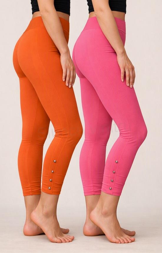 Dámské oranžové elastické legíny – univerzální velikost S–3XL (K222)