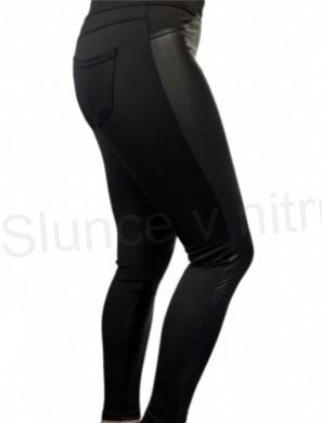 Dámské černé kožené elastické legíny XL/2XL (K227)