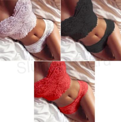 Krajkové dámské spodní prádlo červené velikost L (K236)