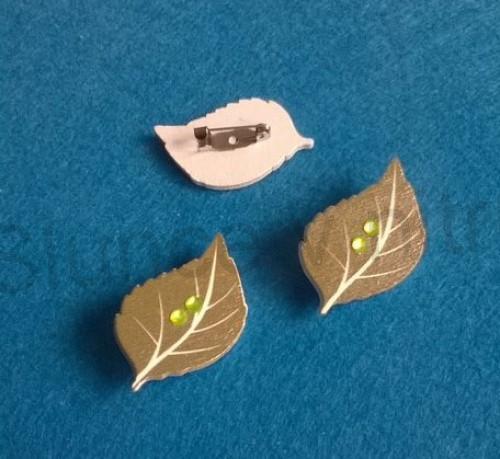 Brož Lístek s kamínky (HB25)