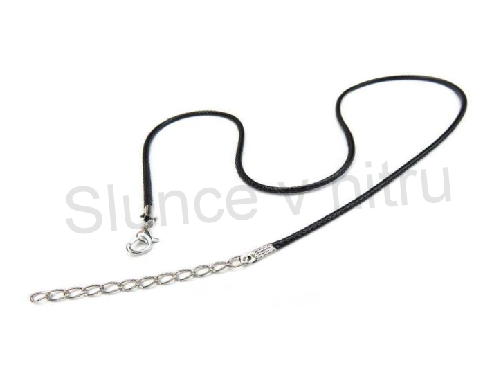 Kožená šňůrka s karabinkou splétaná 50 cm, šířka 2,5 mm (N5)