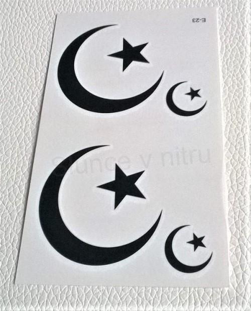 Voděodolné, dočasné tetovaní měsíc, hvězda, symbol (E751)