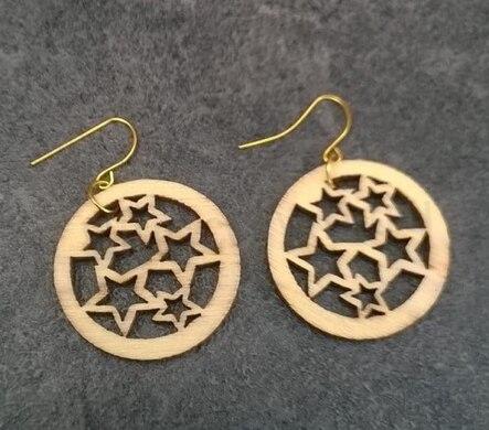 Dřevěné visací náušnice kruh (BB733)