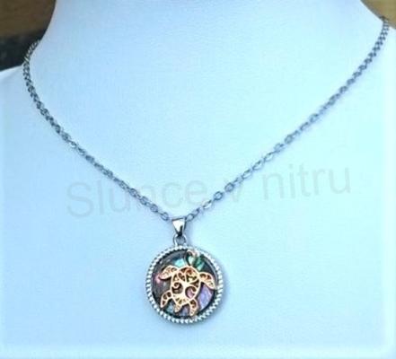 Náhrdelník kruh se želvou a mušle Paua (X1661)