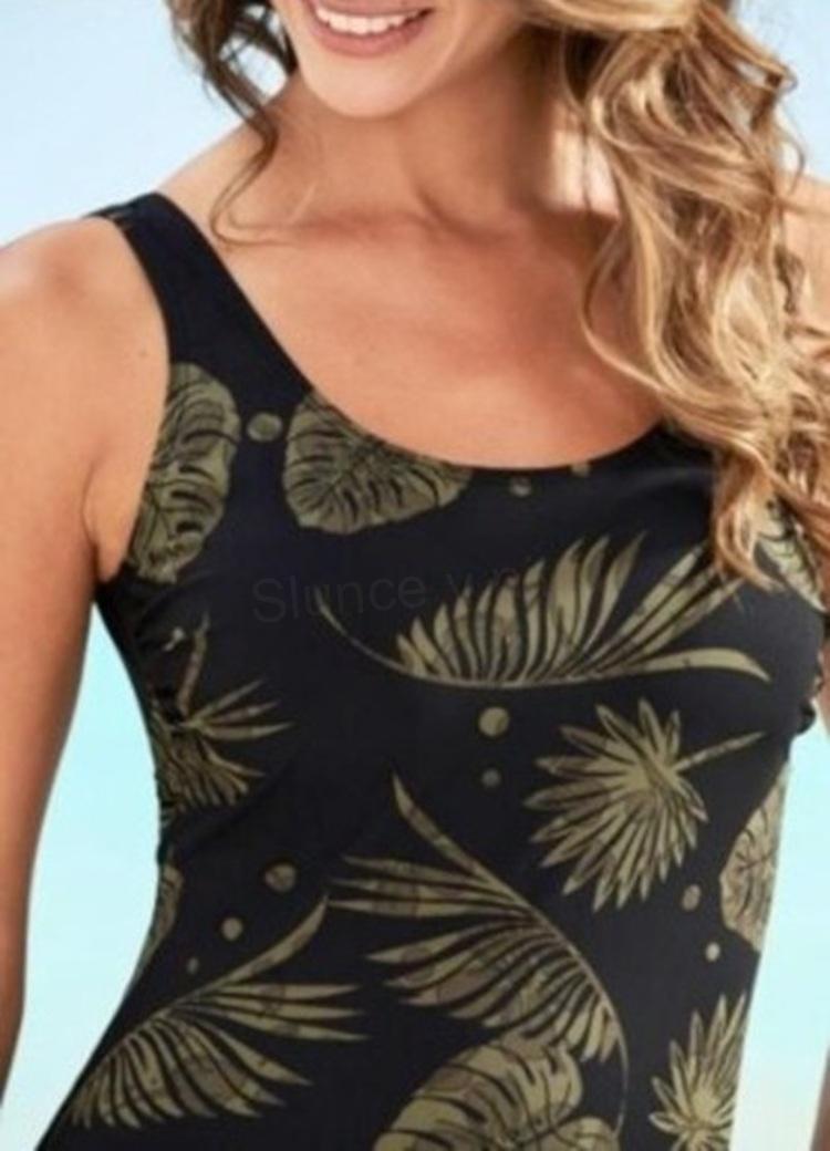Dámské jednodílné plavky S – černo‑zelené, Bonprix (K311)