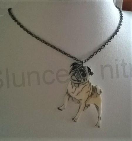 Řetízkový náhrdelník s přívěškem pejska, buldoček (BD726)
