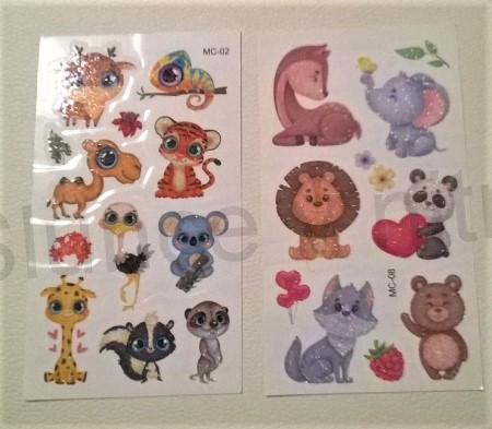 Voděodolné, dočasné tetovaní třpytivé Zviřátka číslo 10 (E812)