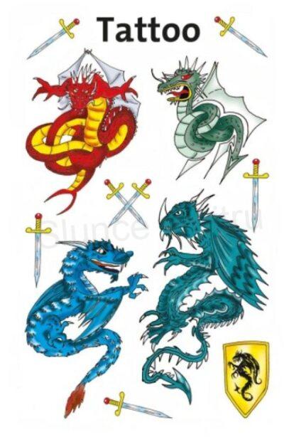 Originál voděodolné, dočasné tetovaní Draci, drak (E822)