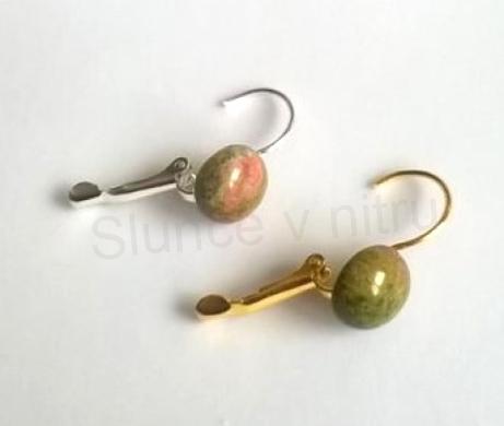 Minerální zlaté unakitové náušnice 10 x 10 mm (X1694)
