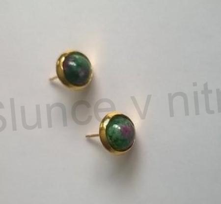 Puzetové náušnice rubín v zoisitu (X1696)