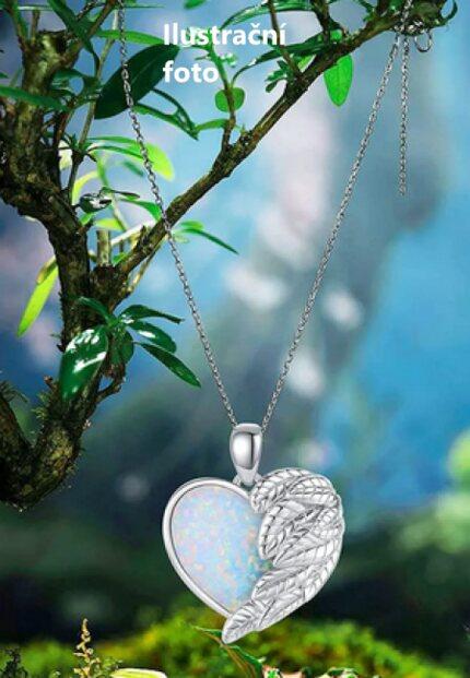 Opálový náhrdelník andělské křídlo a srdce (BD735)