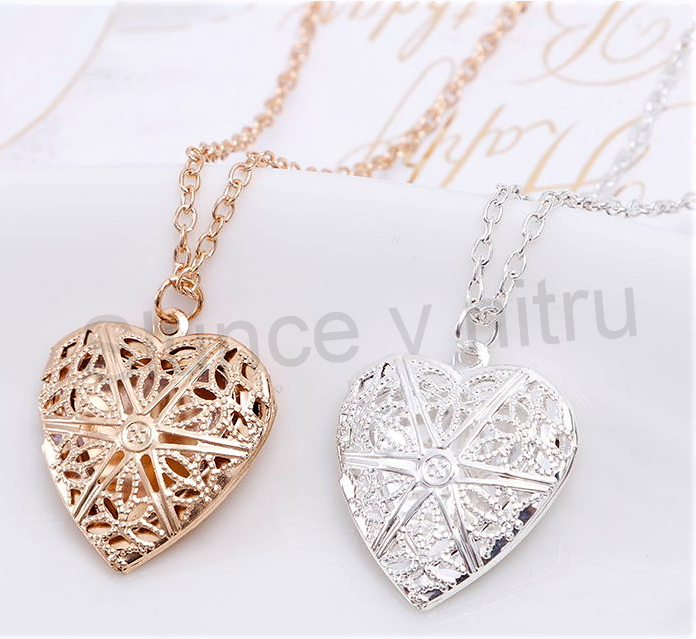 Pozlacený náhrdelník s přívěškem srdce - otevirací (BD751)