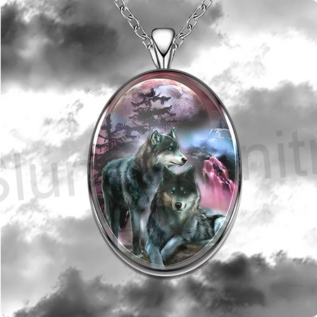 Nerezový náhrdelník s přívěškem vlk, vlků (BD771)